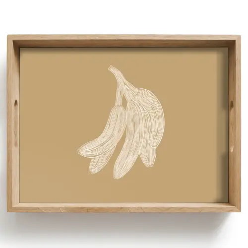 Bananen - Beige - Lijntekening - Minimalistisch Dienblad Rechthoek middel -z3d_shopping
