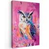 Uil - Roze - Blauw - Verf - Abstract Tuinposter op houten frame 2 cm dik klein -3d