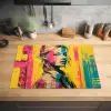 Vrouw - Verfstrepen - Gekleurd Inductie beschermer vinyl 3mm klein -sfeer5