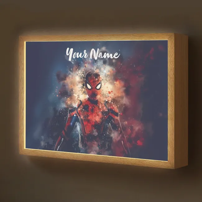 Lightbox - Kids' Wall Lamp with Name -. Superhero - Boys - Smoke - Colors