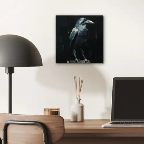 Raaf - Vogels - Zwart aluminium wit klein -sfeer5
