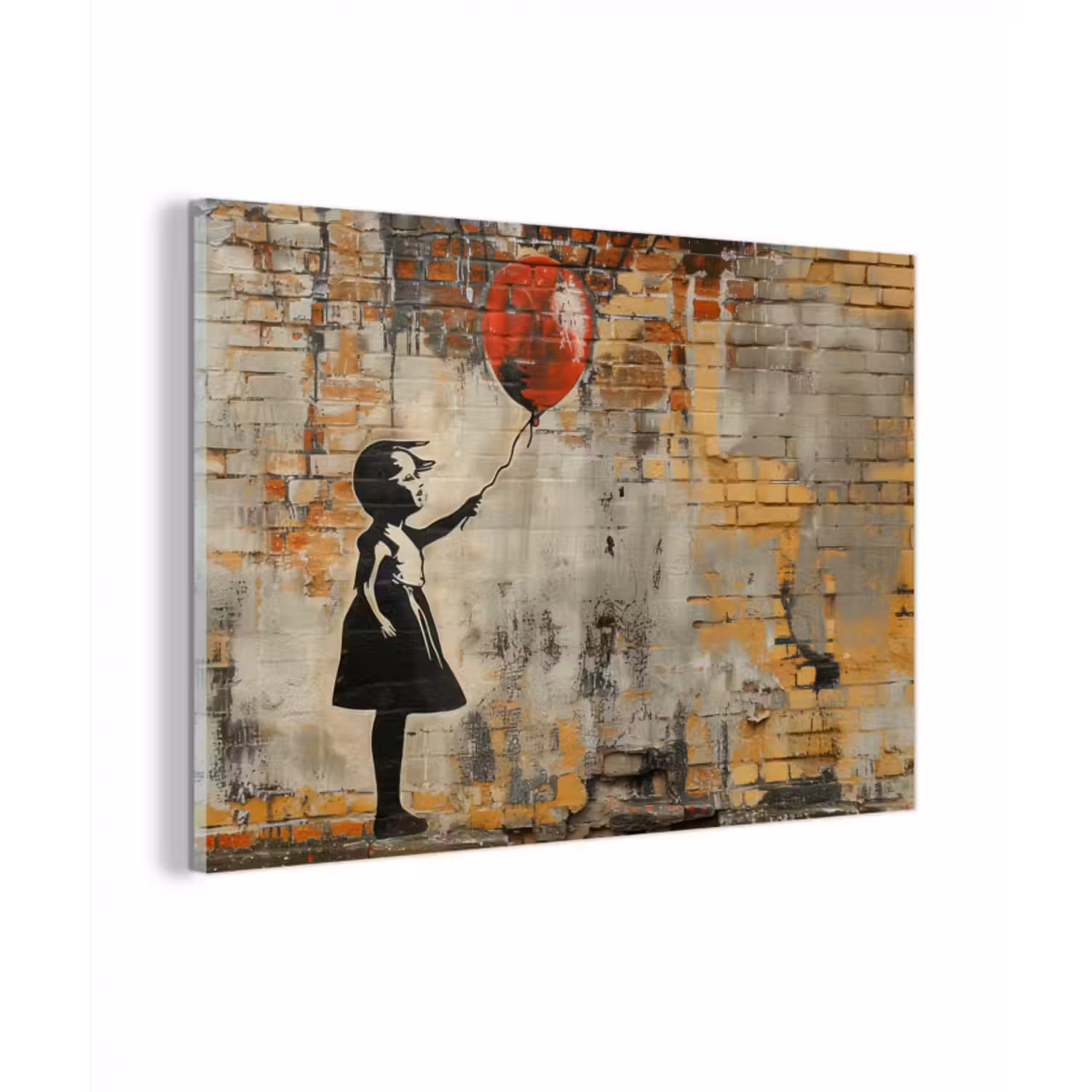 Glasbild - Graffiti - Banksy - Mädchen - Straßenkunst