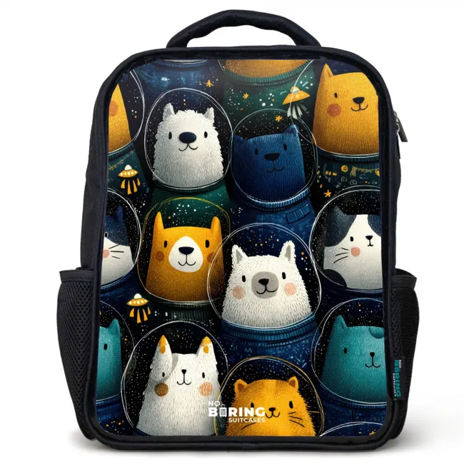 Dieren - Sterren - Planeten - Astronaut Rugzak - Zwart middel -3d