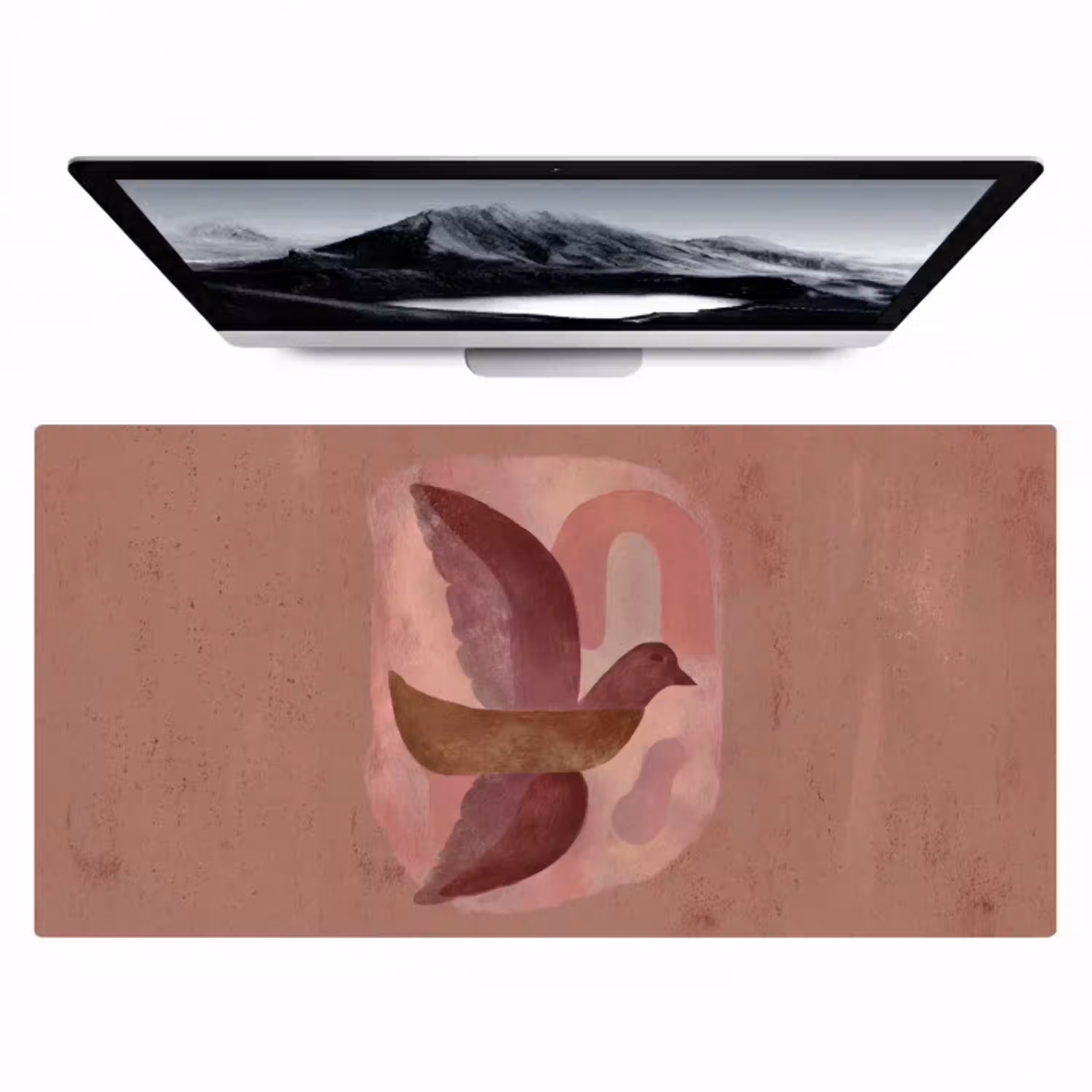 Illustratie - Vogels - Abstract - Roze Muismat XXL klein -zzz3d