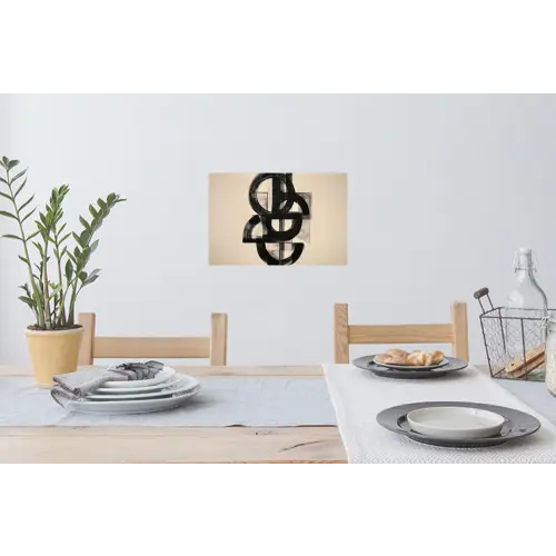 Cirkels - Lijnen - Vormen - Zwart Muursticker klein -eettafel