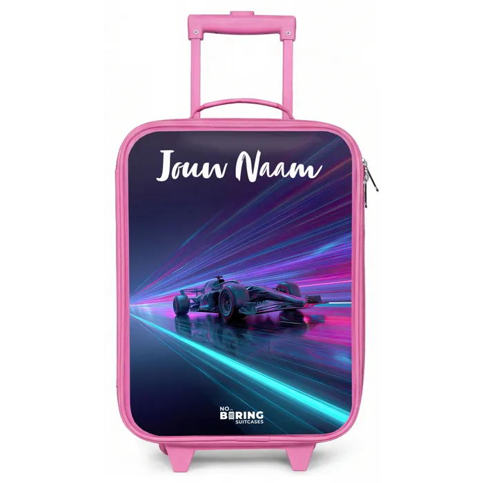 Lichtstralen - Neon - Racewagen - Paars Kinderkoffer - Roze klein -zz3dotto