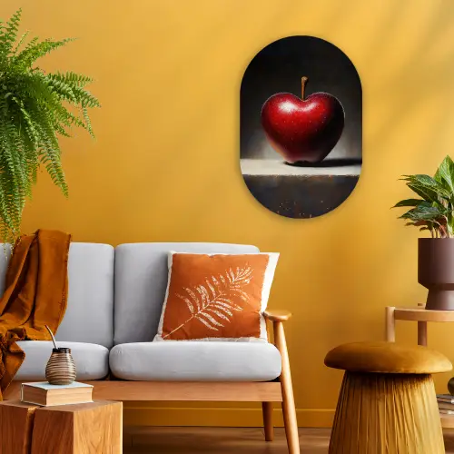 Apple - Hart - Rood Wandcirkel Ovaal Forex klein -sfeer4