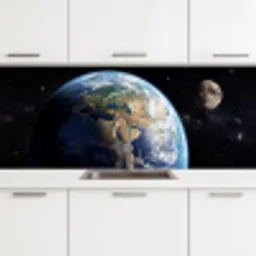 Aarde - Ruimte - Blauw - Groen keuken achterwand 2 middel -3d
