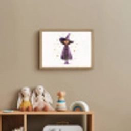 Heks - Paars - Sterren - Heksenhoed Light Box met batterij (Wandlamp kind) middel -sfeer2_kind