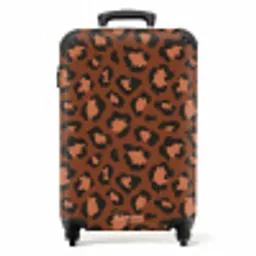 Dierenprints - Panterprint koffer in kastanjebruin en  zwart/terracotta NBS - Handbagage koffer - Unisex middel -productfoto_recht