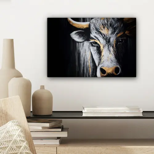 Stier - Hoorns - Snuit - Goud canvas 2cm klein -sfeer6