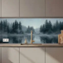 Bos - Meer - Mist - Natuur - Grijs keuken achterwand 2 middel zz_3dshopping