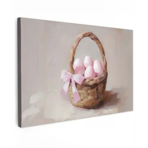 Mand - Eieren - Roze Tuinposter op houten frame 2 cm dik klein -3d