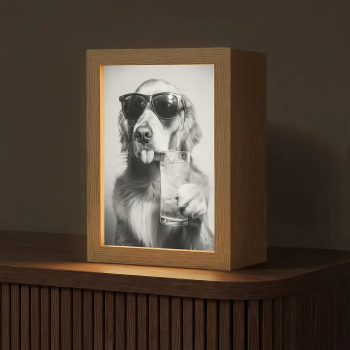 Golden retriever - Hond - Zonnebril - Gkas Light Box met kabel (Tafellamp) klein -z3d_website