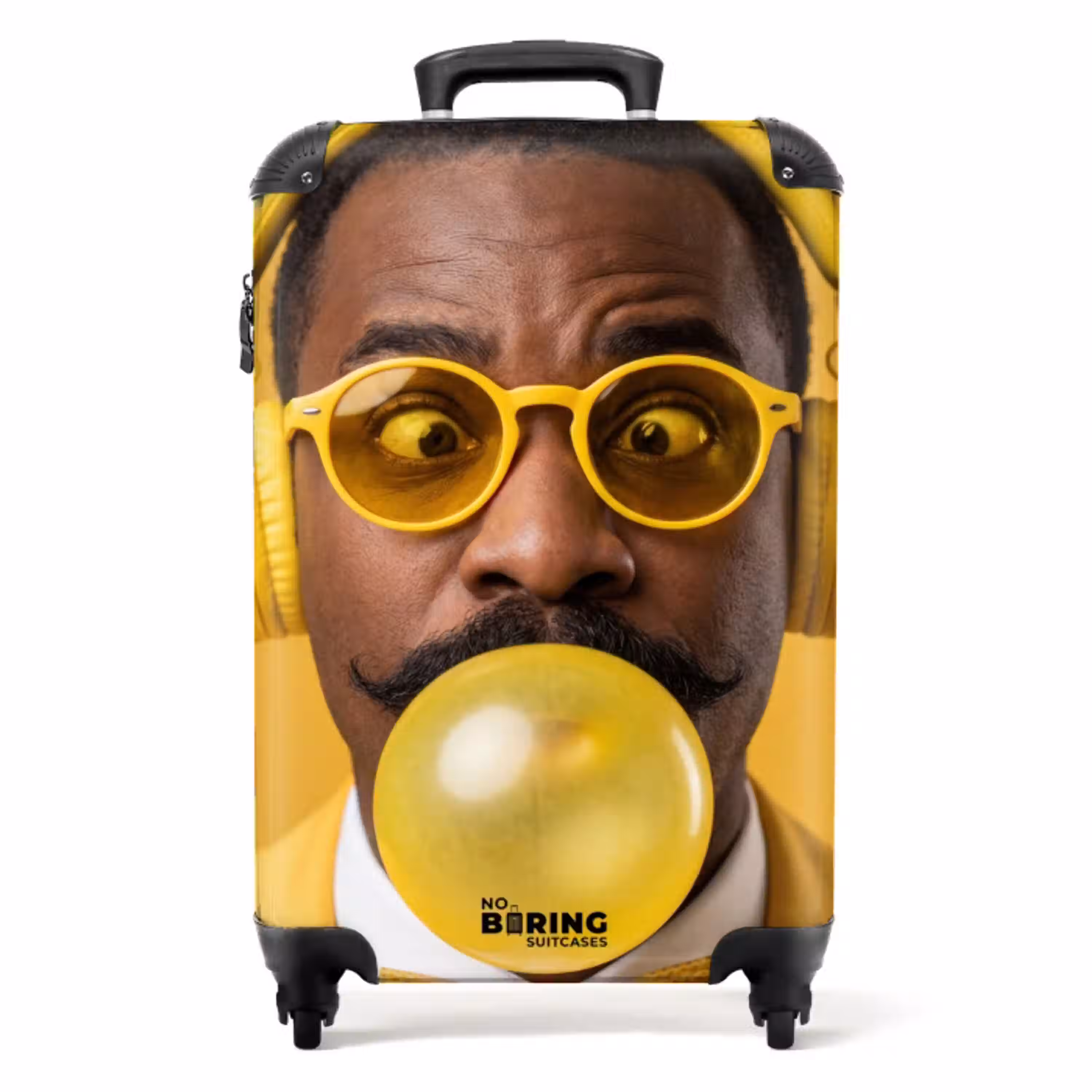 Man - Bubblegum - Portret - Geel - Modern NBS - Handbagage koffer - Volwassenen Unisex middel -productfoto_recht