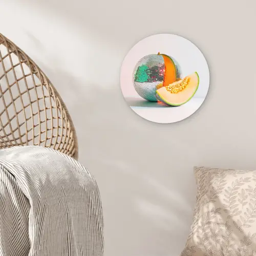 Disco - Discobal - Meloen - Pastel Wandcirkel plexiglas klein -sfeer5