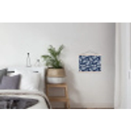 Botanisch - Patroon - Blauw textielposter latten blank klein 122 -woonkamer
