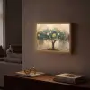 Boom - Abstract - Bruin - Goud - Industrieel Light Box met batterij (Wandlamp) middel -sfeer1