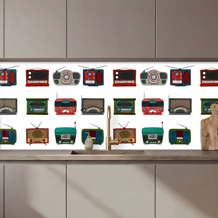 Retro - Radio - Design keuken achterwand 2 middel 871 zz_3dshopping