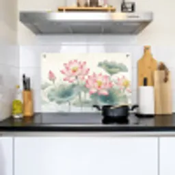 Aquarel - Lotusbloemen - Kleurrijk Inductie beschemer met haakjes klein -sfeer2