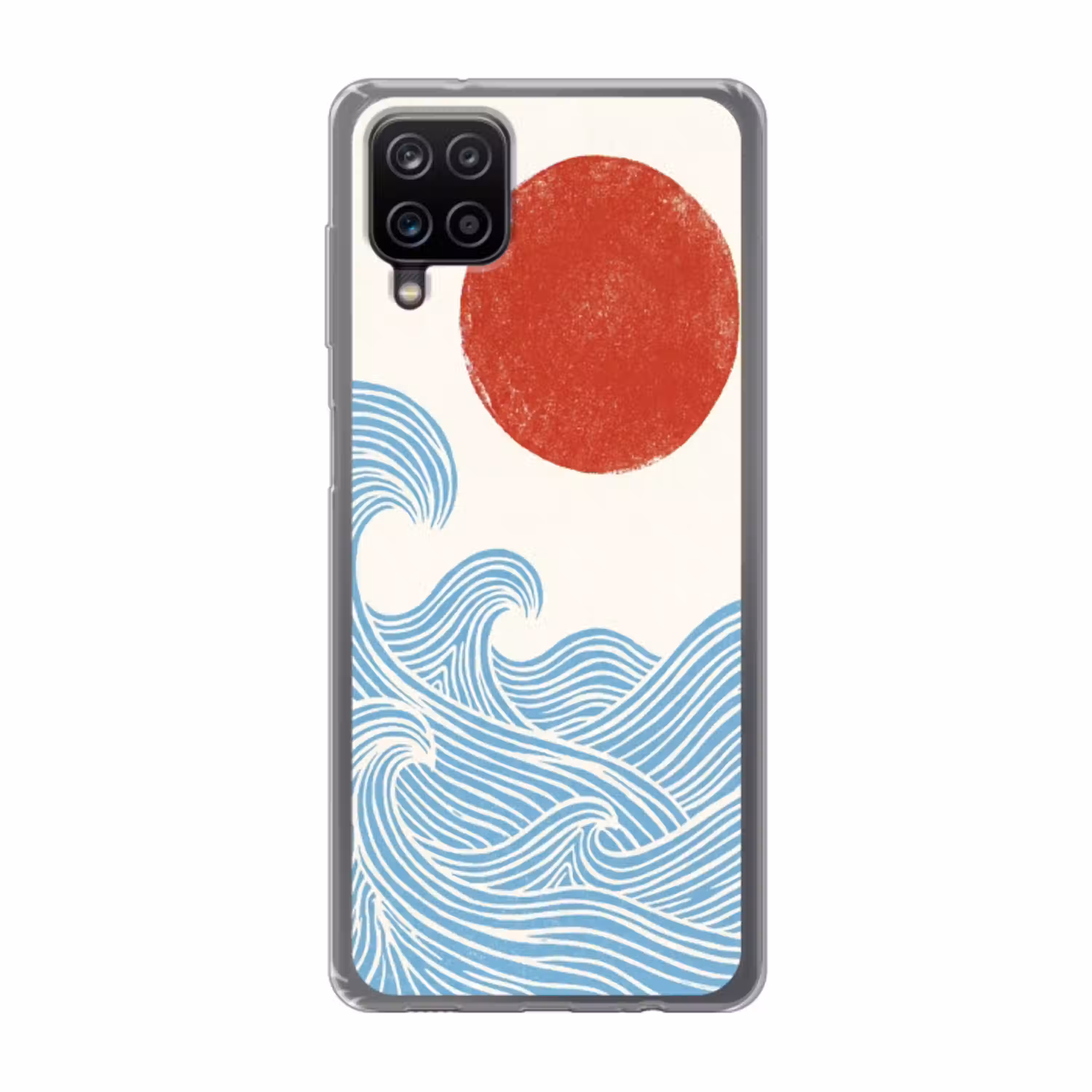 Zon - Golven - Oceaan - Abstract - Rood Telefoonhoesje Samsung Galaxy A12 klein -3d