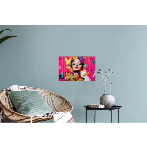 Vrouw - Abstract - Kleurrijk Muursticker klein -plant