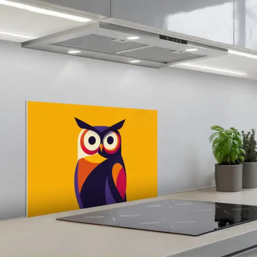 Uil - Grafisch - Kleurrijk - Ogen keuken achterwand spatscherm klein -3d_schuin