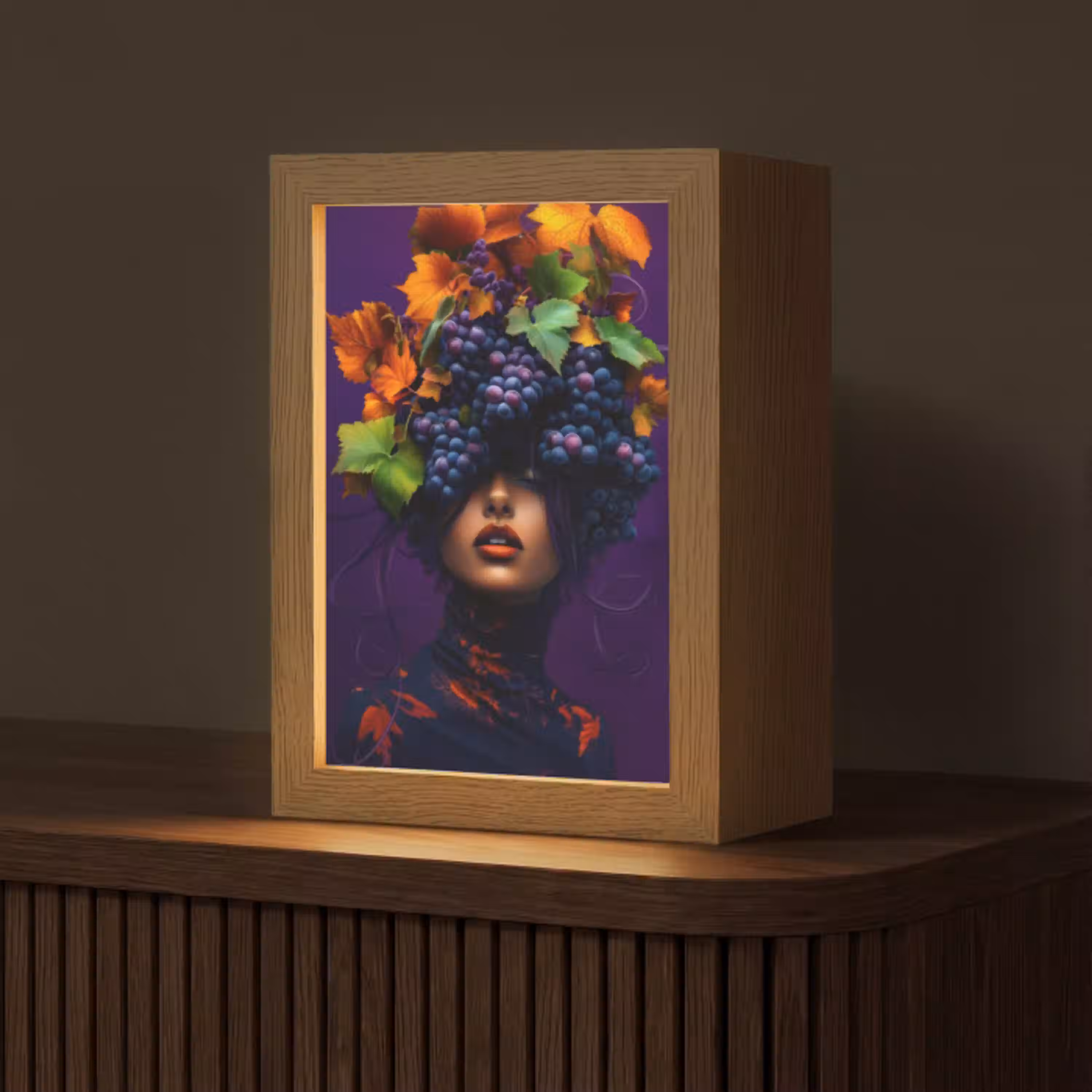 Vrouw - Paars - Druiven Light Box met kabel (Tafellamp) klein -z3d_website