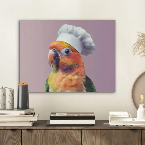 Papegaai - Koksmuts - Nieuwsgierig - Vogel PET vilt klein -sfeer1