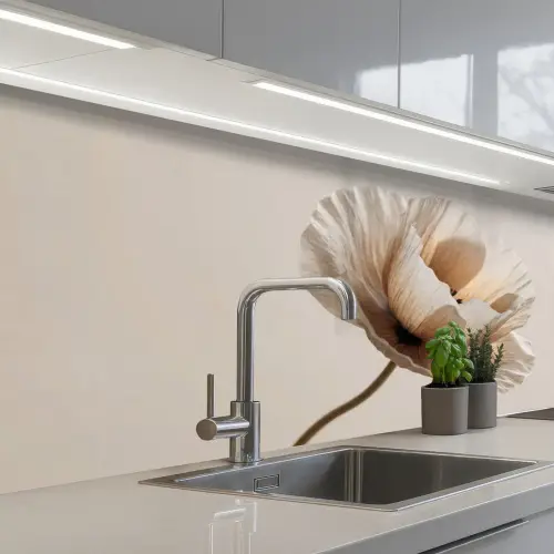 Bloem - Beige - Crème keuken achterwand 2 middel -3d_schuin