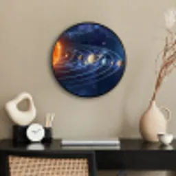 Ruimte - Zonnestelsel - Blauw Fotolijst rond zonder passe partout klein -sfeer1