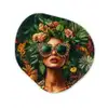 Vrouw - Panterprint - Jungle - Natuur - Luxe Wandcirkel Organisch Aluminium middel -3d