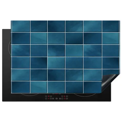 Keramiek - Structuur - Tegel - Blauw Inductie beschermer vinyl 3mm klein 276 -3d