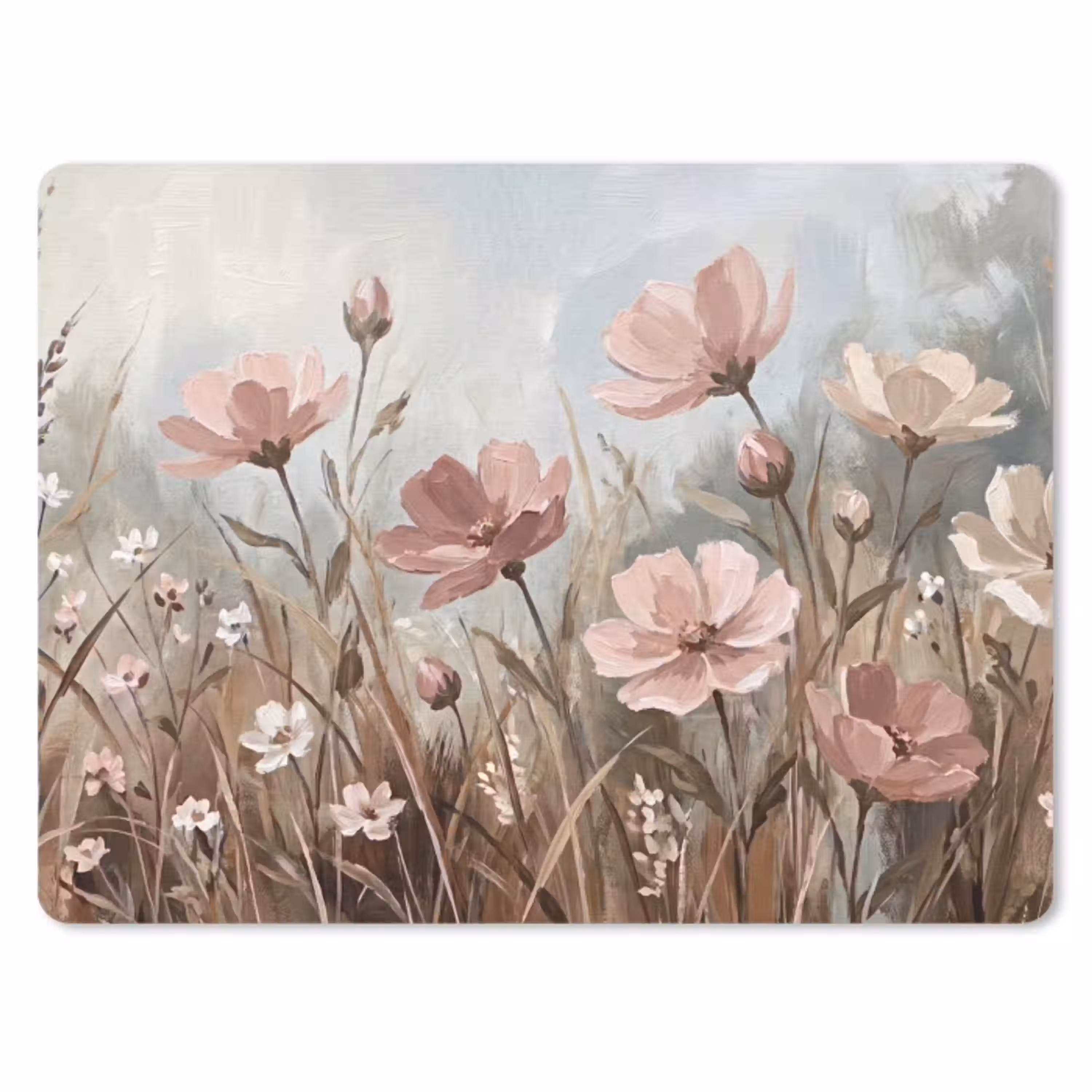 Bloemen - Botanisch - Schilderij - Pastel - Rustiek muismat rubber klein -3d