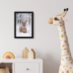 Hert - Sneeuw - Bos - Dieren - Vertederend fotolijst zwart zonder passe partout klein -usfeer4_kinderkamer