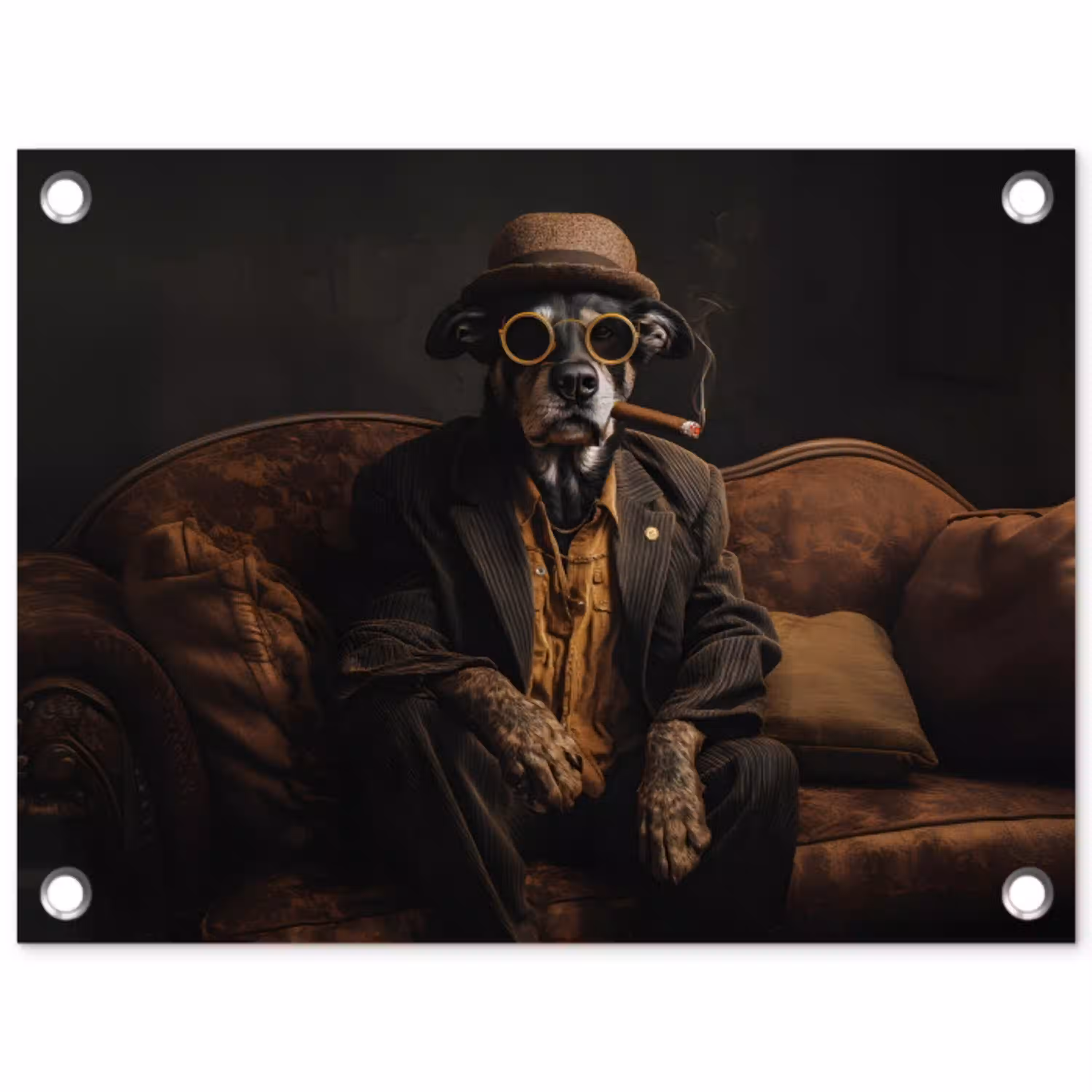 Hond - Sigaar - Hoed - Pak tuinposter los doek klein -3d