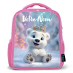 Ijsbeer - Kroon - Winter Kinderrugzak - Roze middel -3d