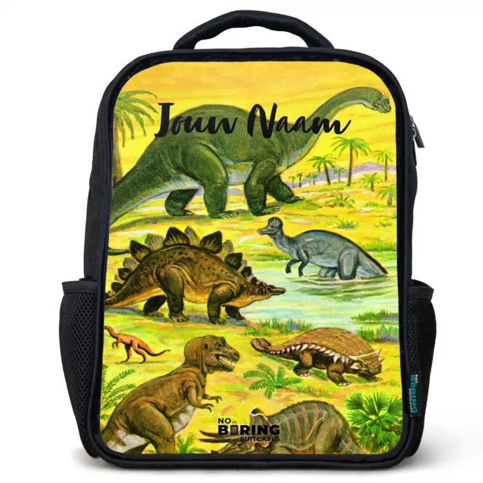Dinosaurus in Dinosaurusland Rugzak - Zwart middel -3d