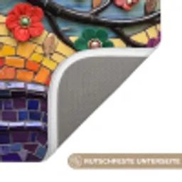 Levensboom - Mozaïek - Bloemen - Kleurrijk - Vrolijk Badmat klein -USP_AntislipDE