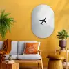 Minimalistisch - Silhouet - Zwart - Vliegtuig Wandcirkel Ovaal Glas middel -sfeer4