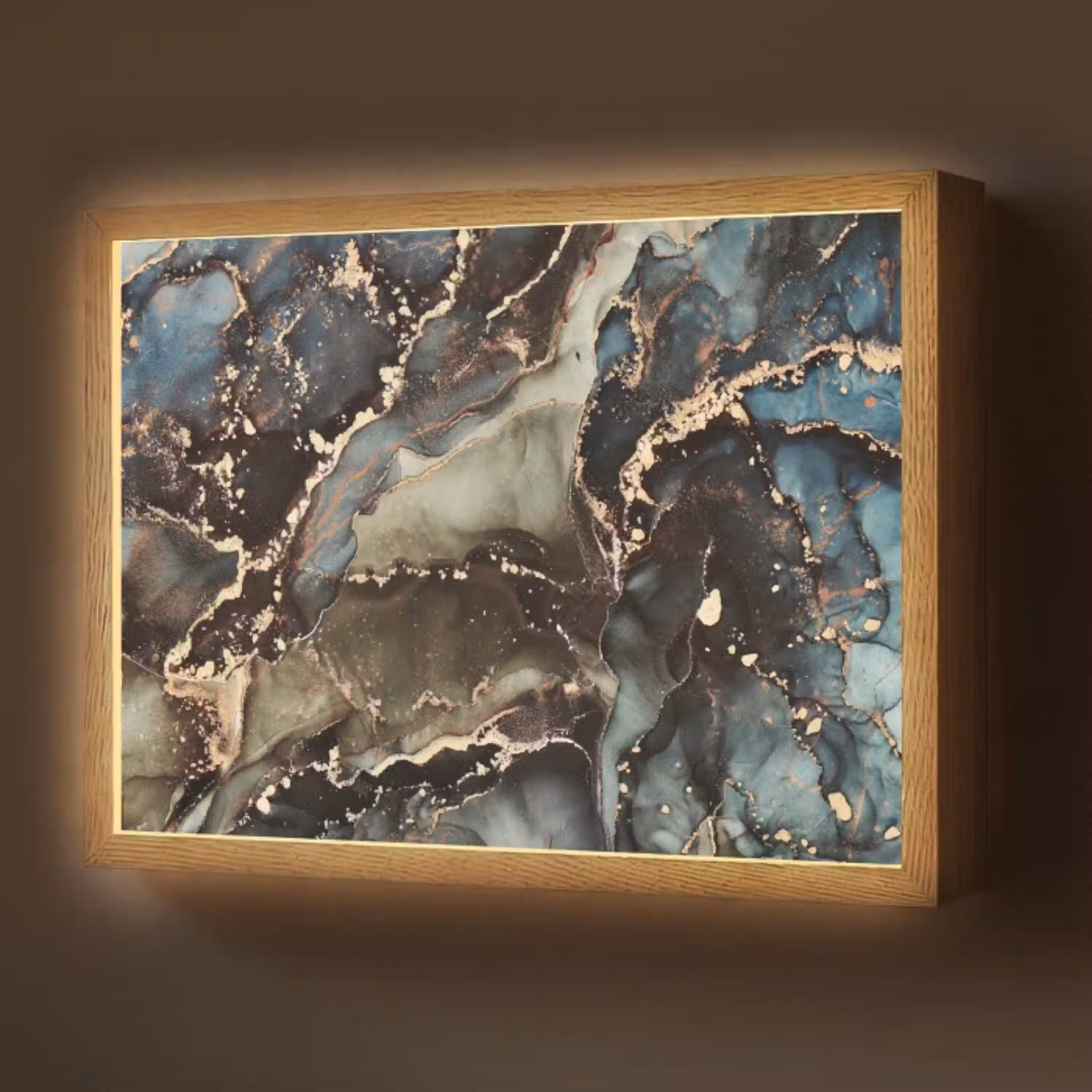 Marmer - Goud - Groen Light Box met batterij (Wandlamp) middel -z3d_website