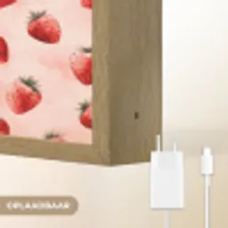 Aardbei - Patroon - Roze Light Box met batterij (Wandlamp) middel 907 -USP_websiteoplaadbaarNL