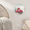 Auto - Rood - Cadeaus - Winter - Sneeuw - Kerst Wandcirkel kunststof plaat 5mm dik klein -sfeer5