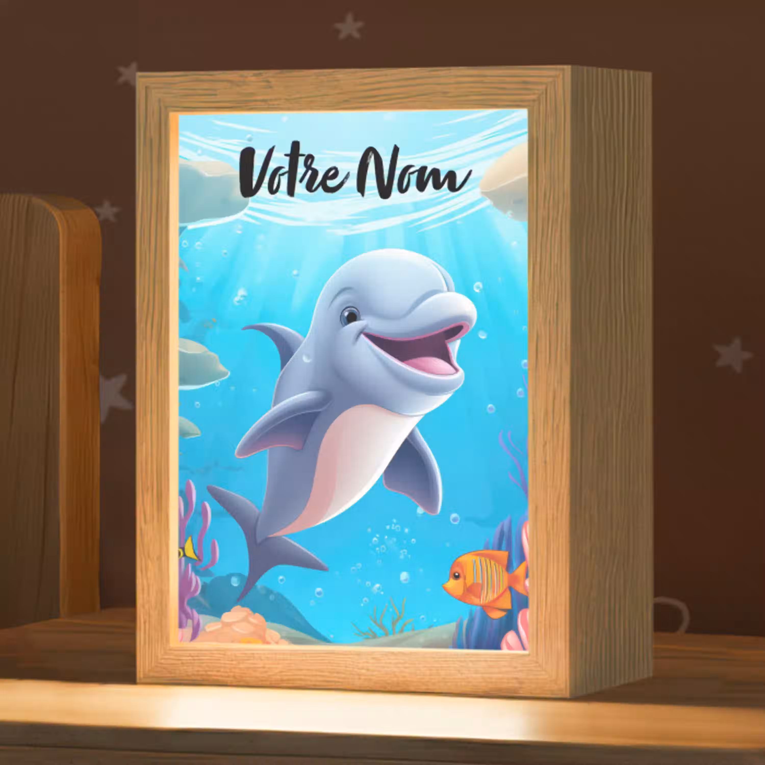 Dolfijn - Zeedieren - Onderwater - Kinderen - Meisjes Light Box met kabel (Kinderlampje) klein -zzz_3d_website