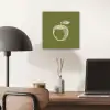 Lijntekening - Appel - Olijfgroen - Blaadje aluminium wit klein -sfeer5