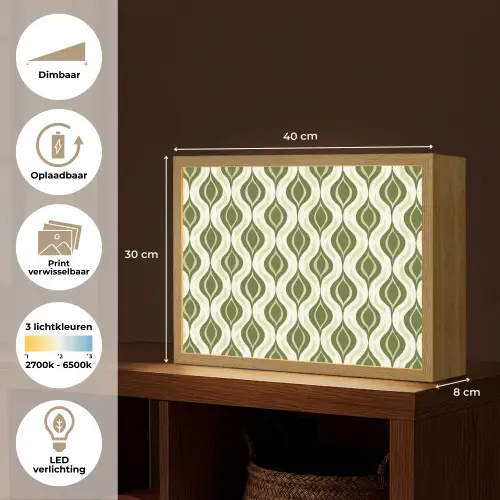 Patroon - Retro - Groen Light Box met batterij (Wandlamp) middel 907 -USP_websiteoverzichtNL