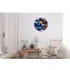 Bloemen - Patroon - Blauw - Contrast Wandcirkel aluminium klein -woonkamer