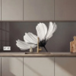 Bloem - Minimalistisch - Zwart - Wit keuken achterwand 2 middel zz_3dshopping