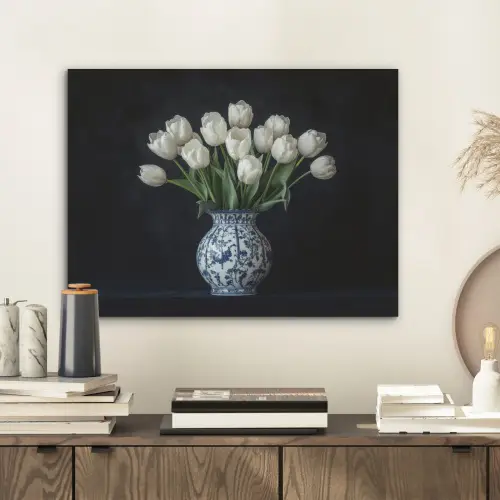 Wit - Bloemen - Tulpen - Vaas PET vilt klein -sfeer1