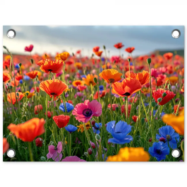 Bloemenweide in volle bloei tuinposter los doek klein -3d